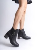 NOEMI Tokalı Fermuarlı Ortopedik Taban Topuklu Kadın Bot  CST - Siyah