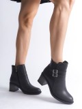 NOEMI Tokalı Fermuarlı Ortopedik Taban Topuklu Kadın Bot  CST - Siyah