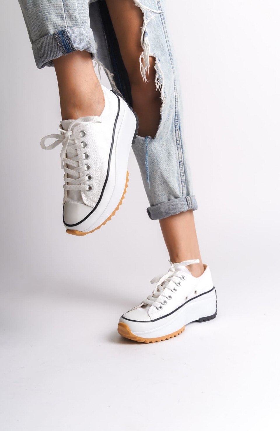 PARIS Bağcıklı Ortopedik Taban Kadın Sneaker Spor Ayakkabı  TBT - Beyaz