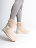 SELINA Bağcıksız Düz Taban İçi Kürklü Süet Kadın Bot  SKT - Krem