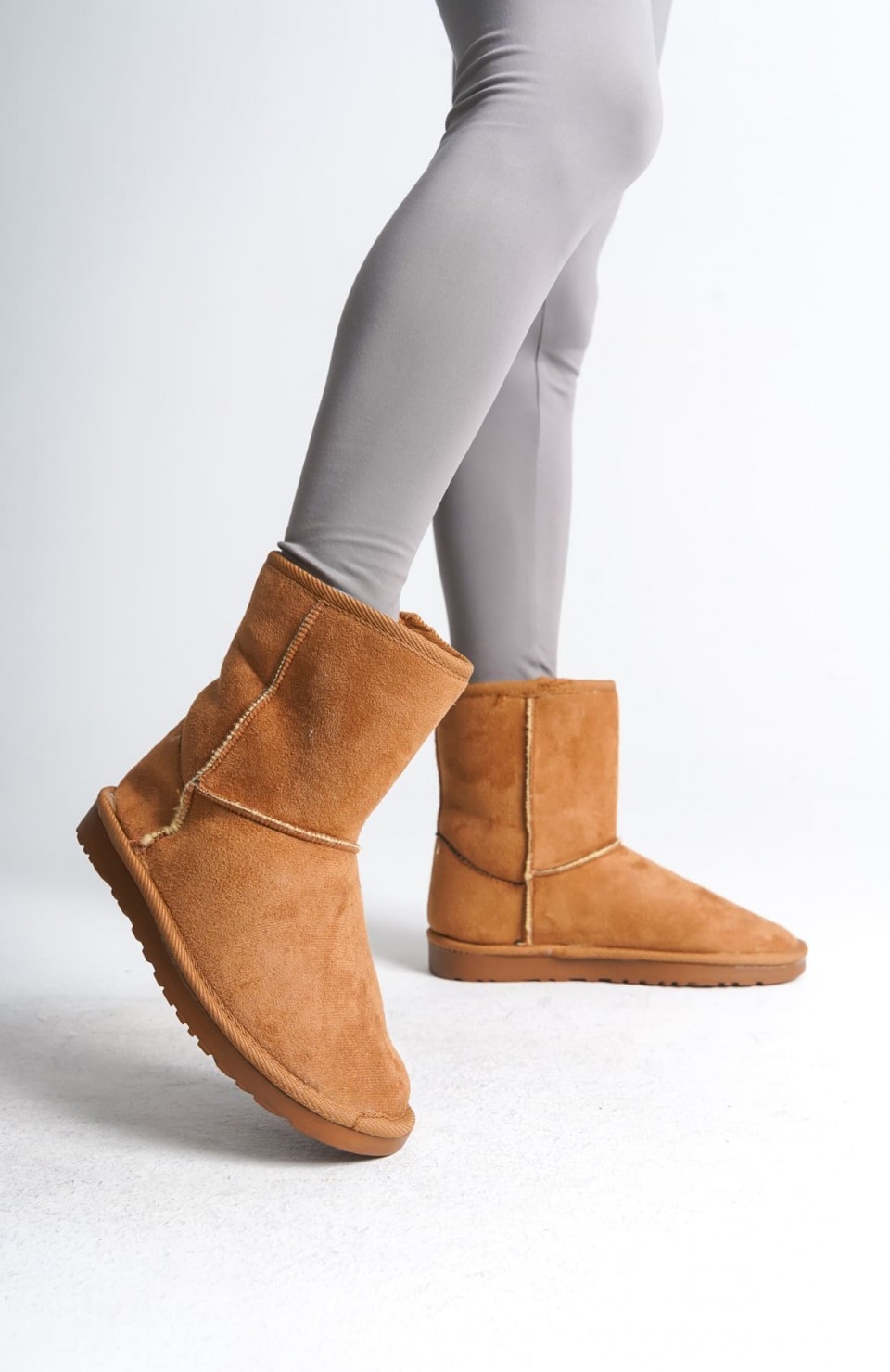 SELINA Bağcıksız Düz Taban İçi Kürklü Süet Kadın Bot  STT - Taba Somersan Giyim | Kadın, Erkek ve Çocuk Moda