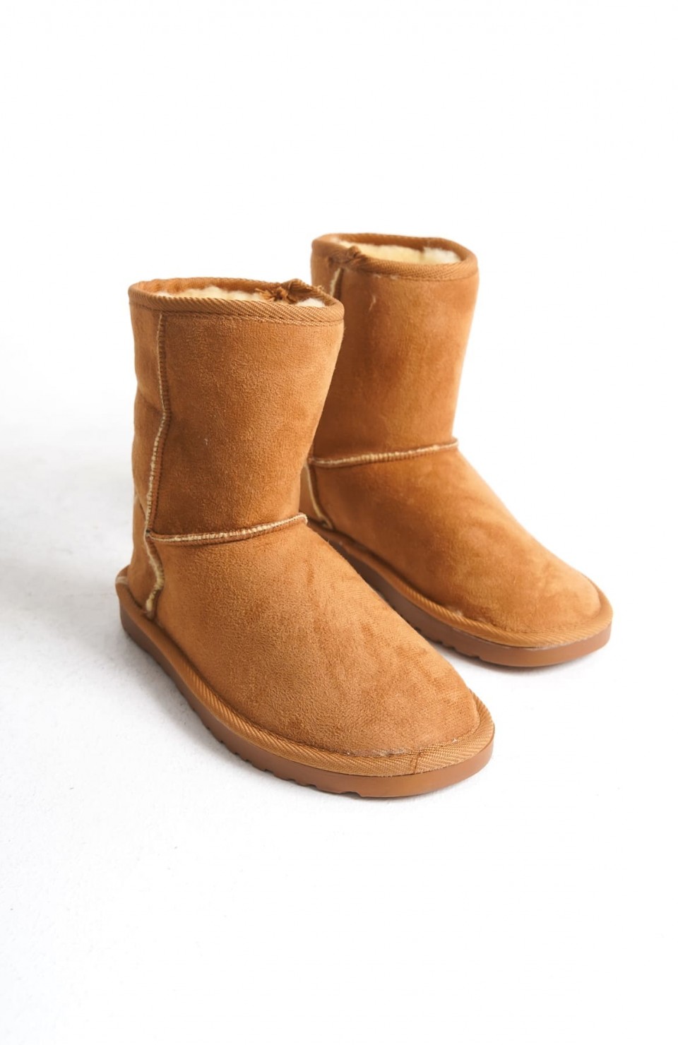 SELINA Bağcıksız Düz Taban İçi Kürklü Süet Kadın Bot  STT - Taba