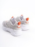 TOKYO Bağcıklı Ortopedik Taban Triko Detaylı Kadın Spor Ayakkabı  TBT - Gri/Turuncu