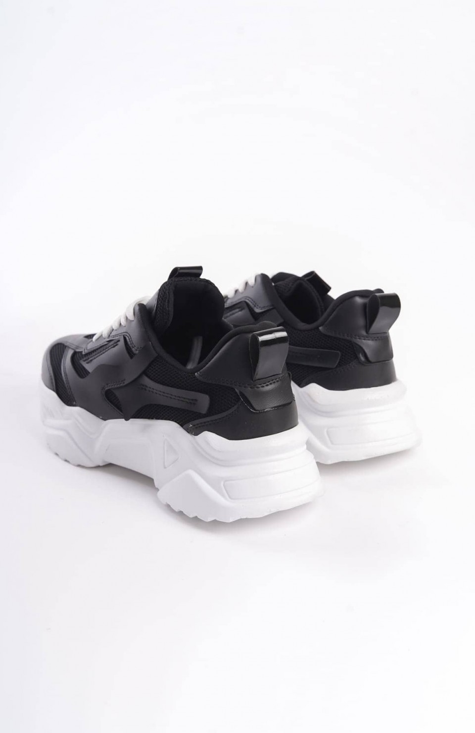 TOKYO Bağcıklı Ortopedik Taban Triko Detaylı Kadın Spor Ayakkabı  TBT - Siyah