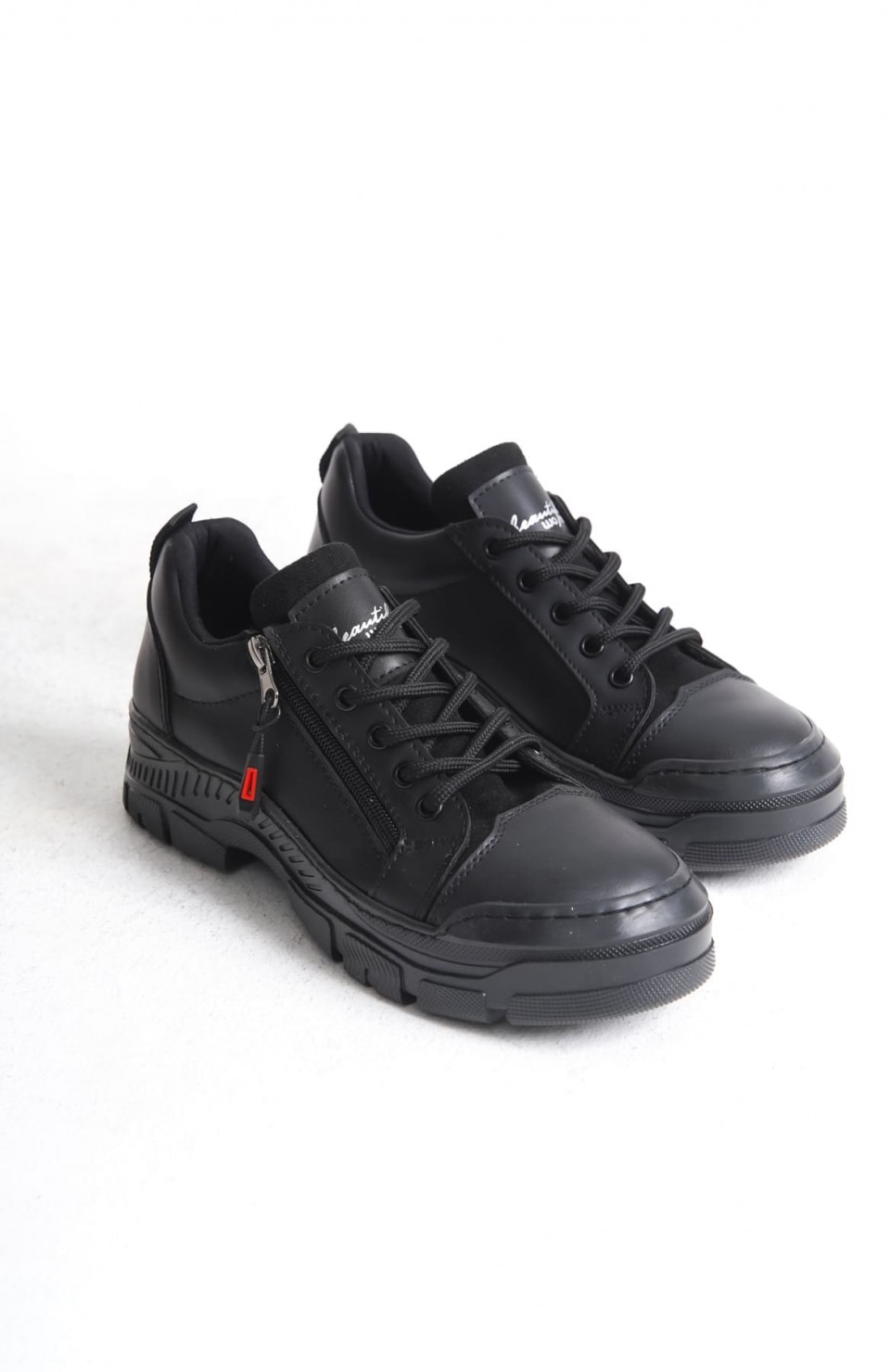 AGATHA Bağcıklı Fermuarlı Ortopedik Taban Kadın Sneaker Spor Ayakkabı CST - Siyah Somersan Giyim | Kadın, Erkek ve Çocuk Moda