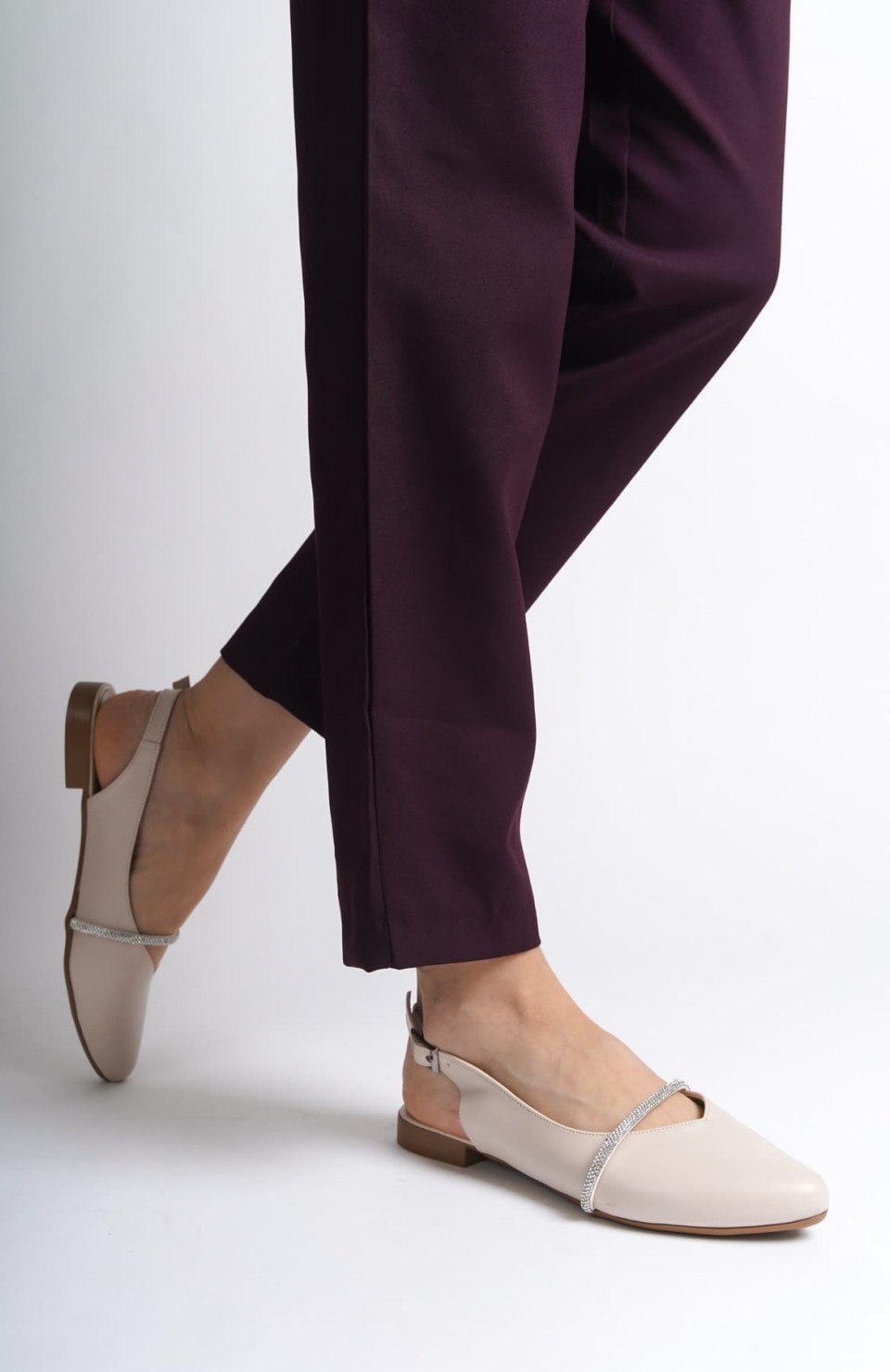 ALLISON Tokalı Ortopedik Rahat Taban Taş Detaylı Kadın Babet Ayakkabı  CKT - Krem Somersan Giyim | Kadın, Erkek ve Çocuk Moda