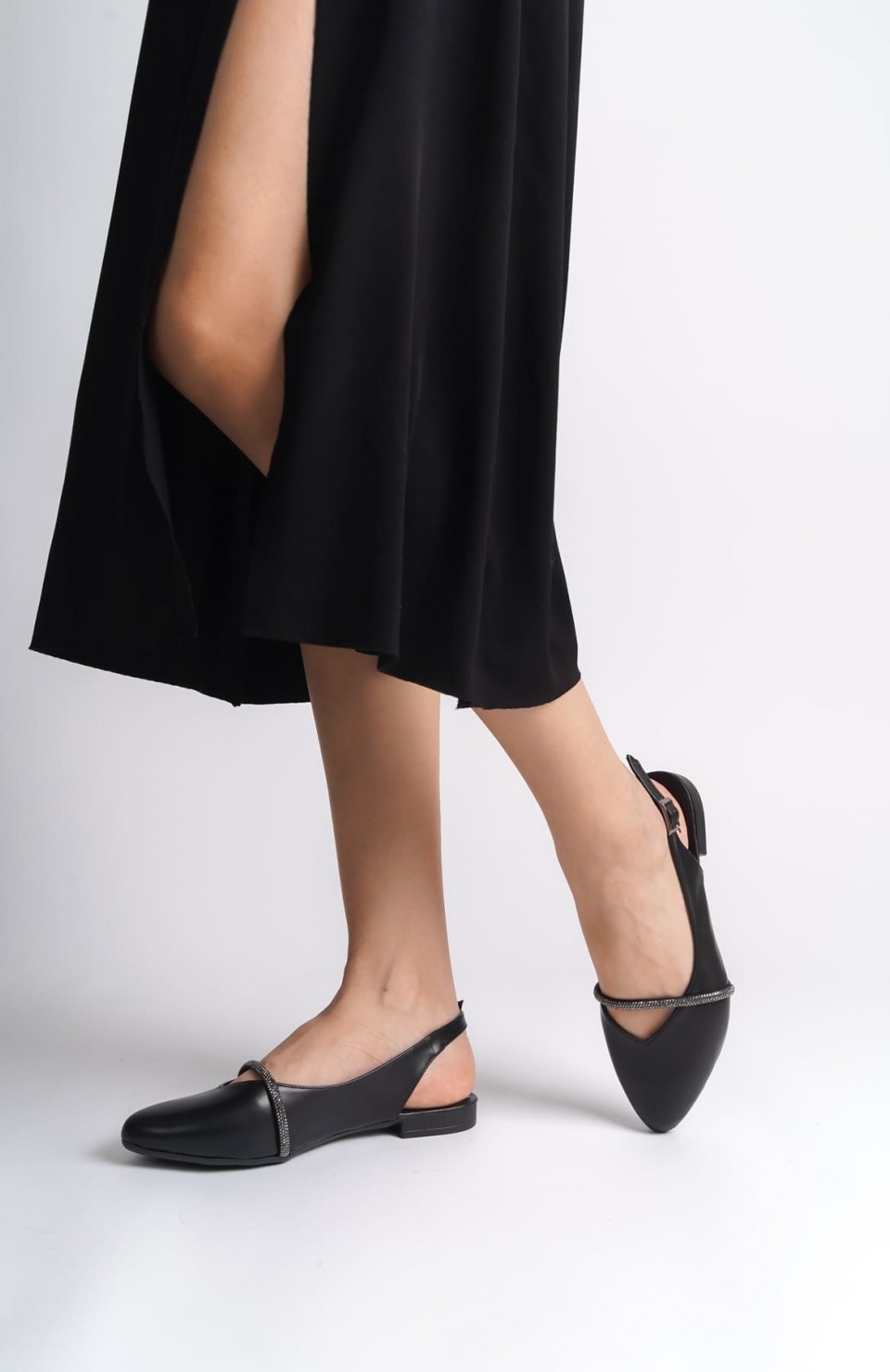 ALLISON Tokalı Ortopedik Rahat Taban Taş Detaylı Kadın Babet Ayakkabı  CST - Siyah Somersan Giyim | Kadın, Erkek ve Çocuk Moda