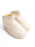 AMELIA Bağcıksız Düz ve Kalın Taban İçi Kürklü Kısa Süet Kadın Bot  SKT - Krem Somersan Giyim | Kadın, Erkek ve Çocuk Moda