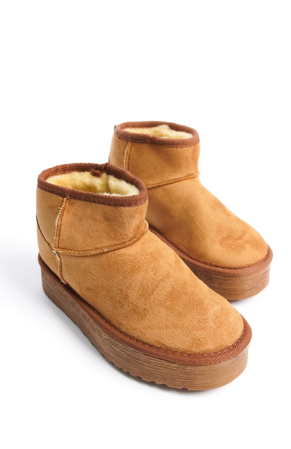 AMELIA Bağcıksız Düz ve Kalın Taban İçi Kürklü Kısa Süet Kadın Bot  STT - Taba Somersan Giyim | Kadın, Erkek ve Çocuk Moda