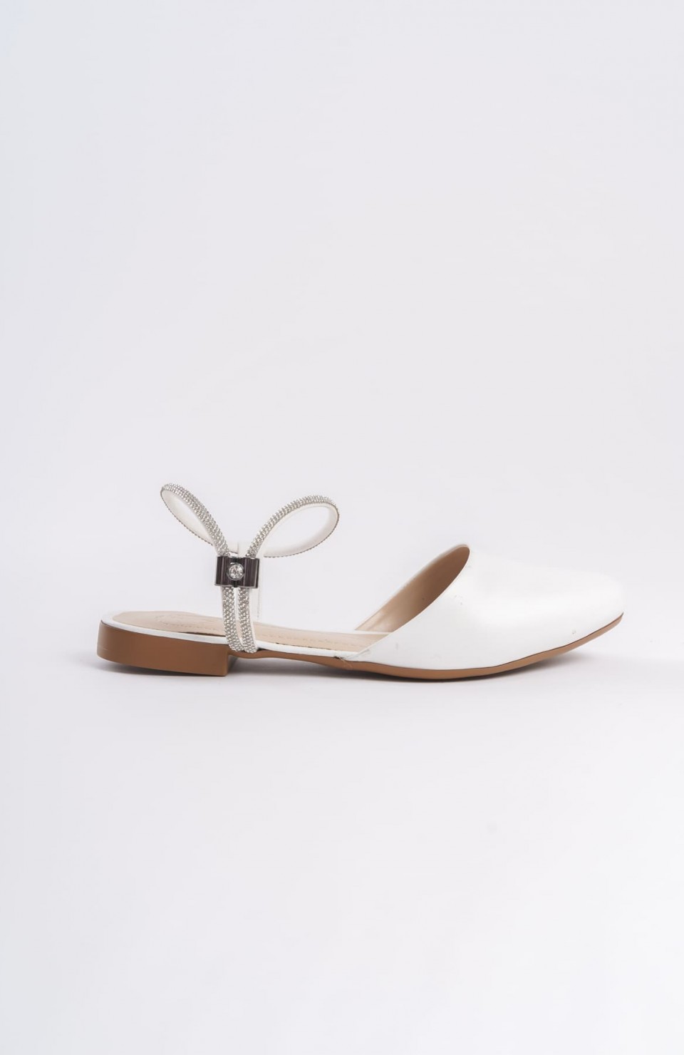 ARIANA Lastikli Ortopedik Rahat Taban Bilekten Taş Detaylı Kadın Babet Ayakkabı  CKT - Beyaz Somersan Giyim | Kadın, Erkek ve Çocuk Moda