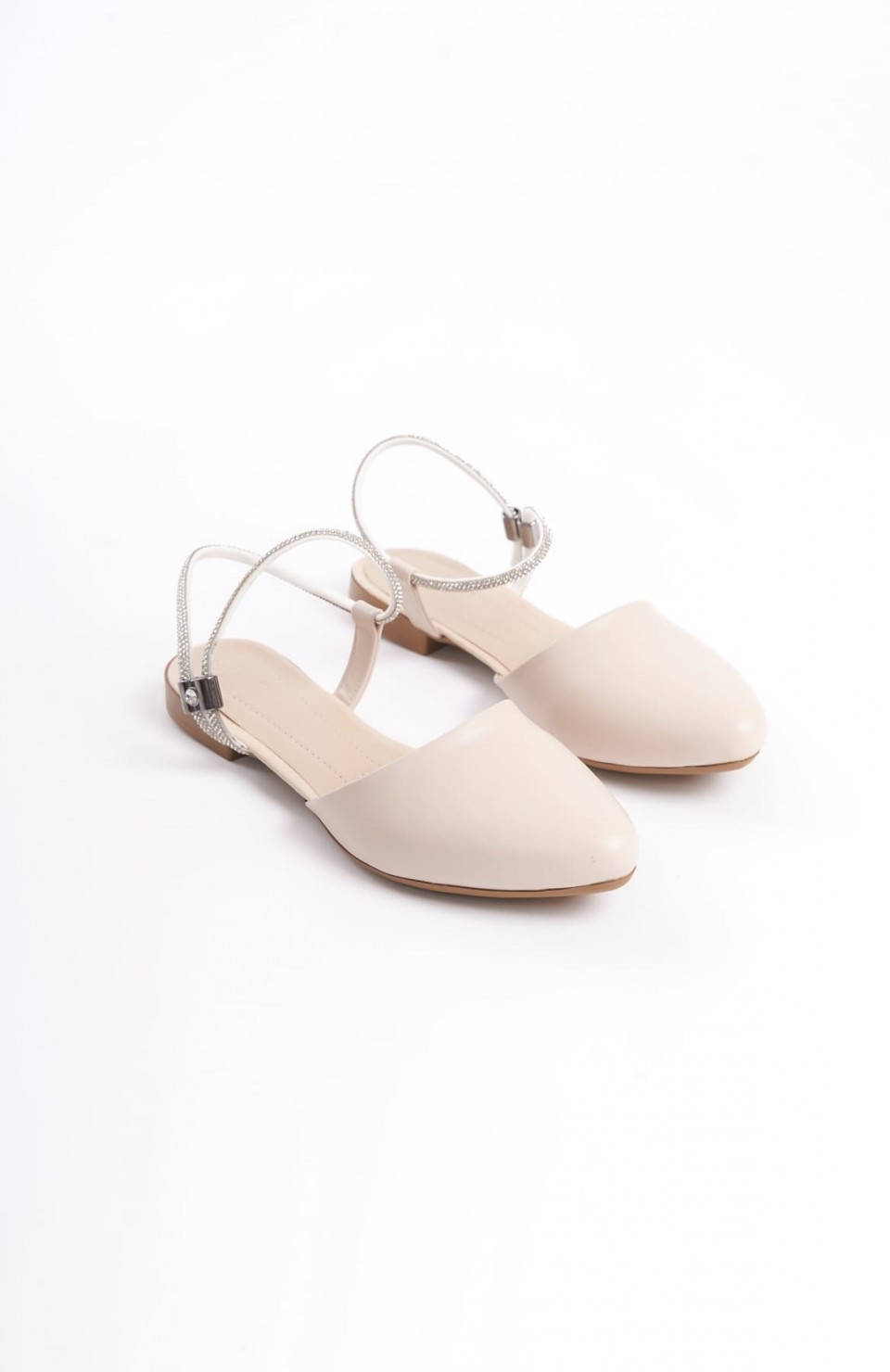 ARIANA Lastikli Ortopedik Rahat Taban Bilekten Taş Detaylı Kadın Babet Ayakkabı  CKT - Krem Somersan Giyim | Kadın, Erkek ve Çocuk Moda