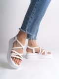 BELLA Lastikli Şerit Detaylı Ortopedik Taban Kadın Sandalet CBT - Beyaz Somersan Giyim | Kadın, Erkek ve Çocuk Moda
