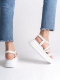 BELLA Lastikli Şerit Detaylı Ortopedik Taban Kadın Sandalet CBT - Beyaz Somersan Giyim | Kadın, Erkek ve Çocuk Moda
