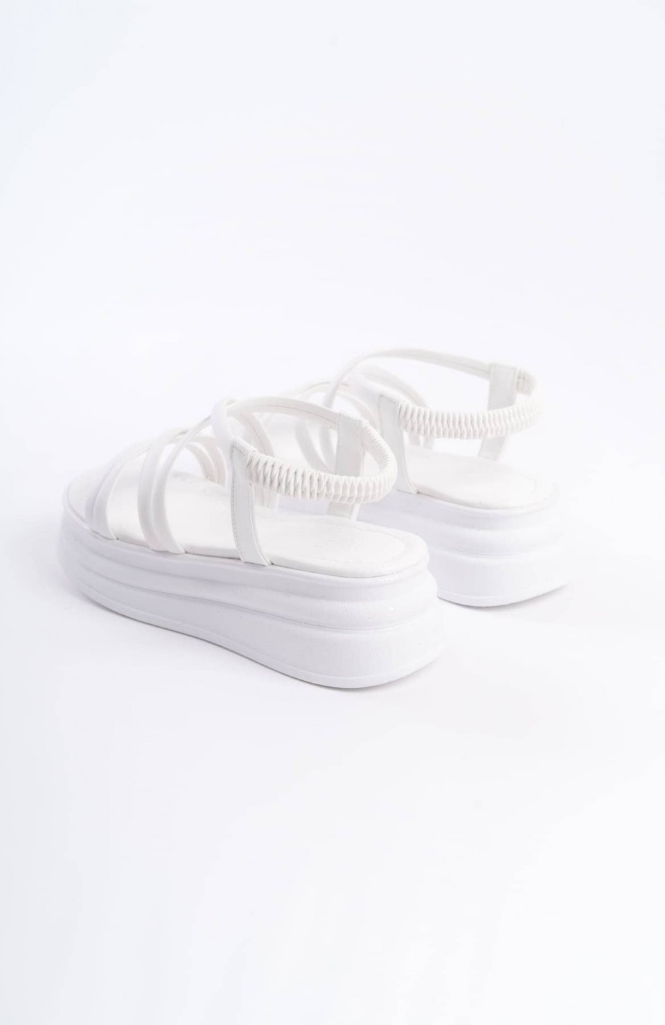 BELLA Lastikli Şerit Detaylı Ortopedik Taban Kadın Sandalet CBT - Beyaz Somersan Giyim | Kadın, Erkek ve Çocuk Moda