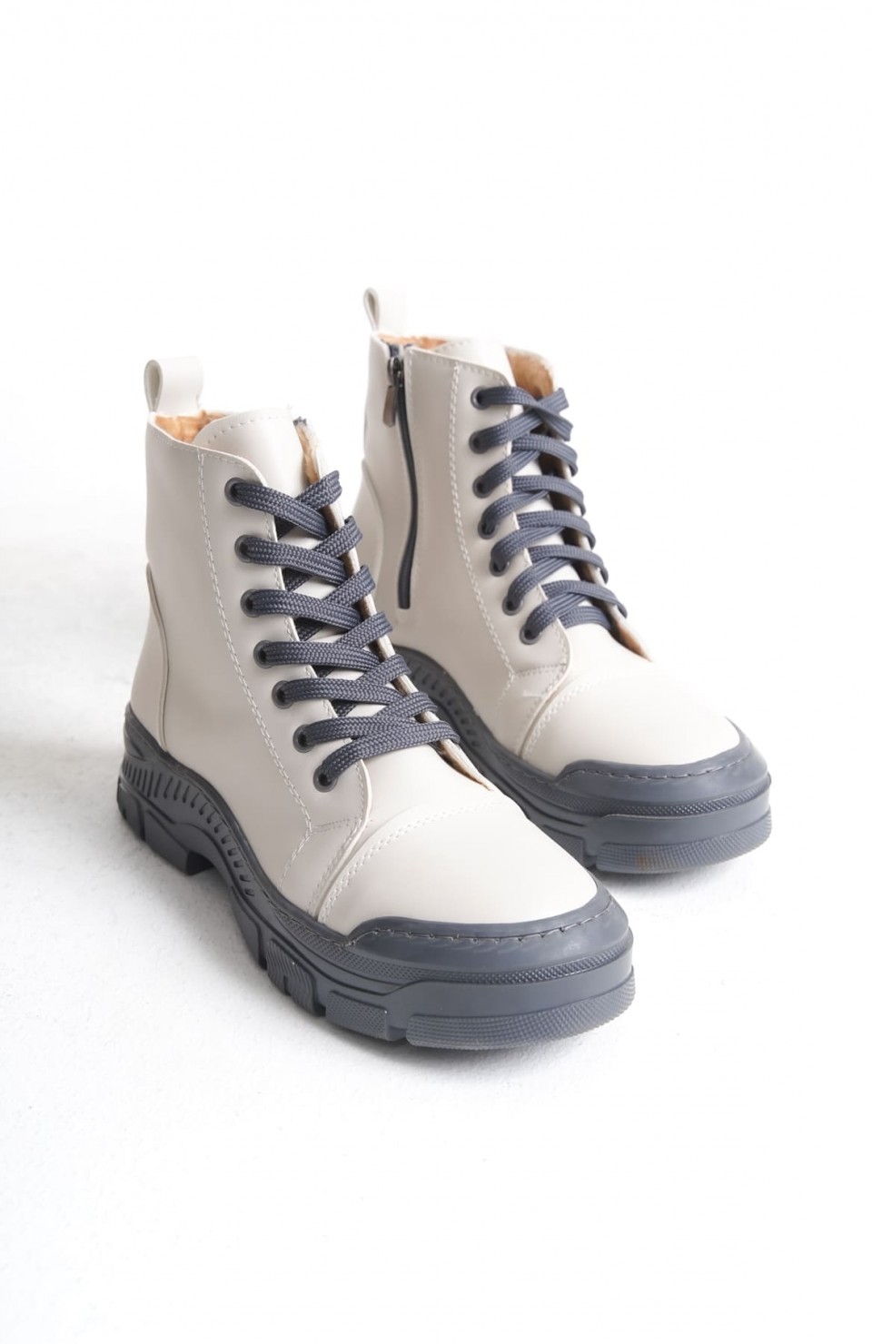 BLOOM Bağcıklı Fermuarlı Ortopedik Taban Kadın Bot  CGT - Krem Somersan Giyim | Kadın, Erkek ve Çocuk Moda