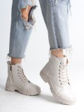 BLOOM Bağcıklı Fermuarlı Ortopedik Taban Kadın Bot  CKT - Krem Somersan Giyim | Kadın, Erkek ve Çocuk Moda