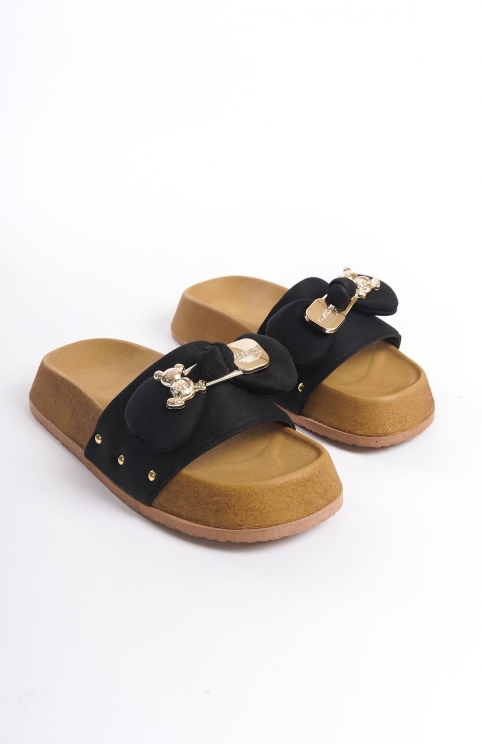 DILA Kalın ve Ortopedik Taban Ayıcıklı Saten Kadın Terlik  SKT - Siyah Somersan Giyim | Kadın, Erkek ve Çocuk Moda