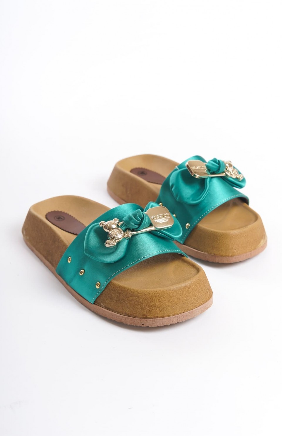 DILA Kalın ve Ortopedik Taban Ayıcıklı Saten Kadın Terlik  SKT - Yeşil Somersan Giyim | Kadın, Erkek ve Çocuk Moda