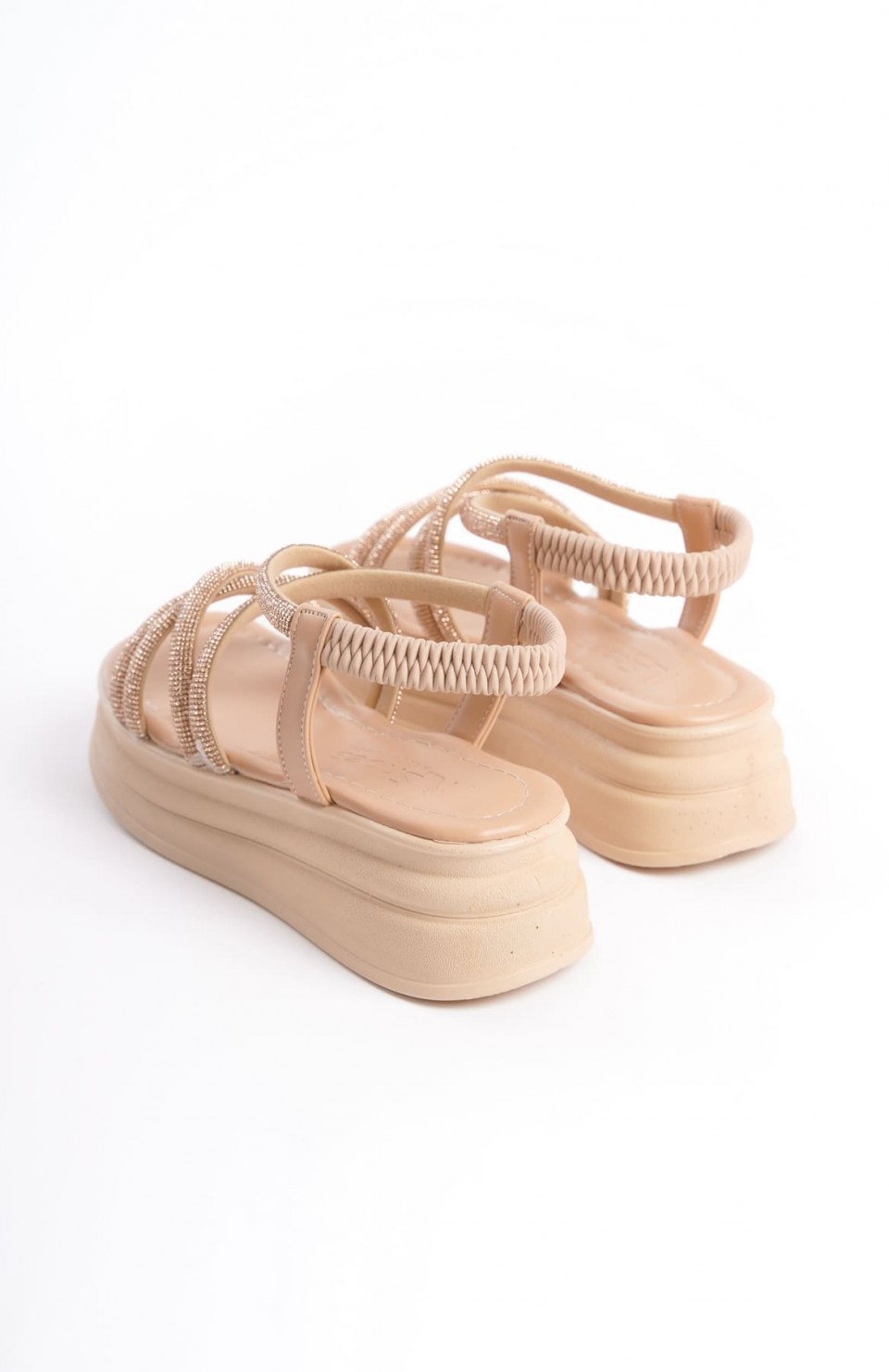 ELENA Lastikli Taşlı Şeritli Ortopedik Taban Kadın Sandalet CTT - Ten Somersan Giyim | Kadın, Erkek ve Çocuk Moda