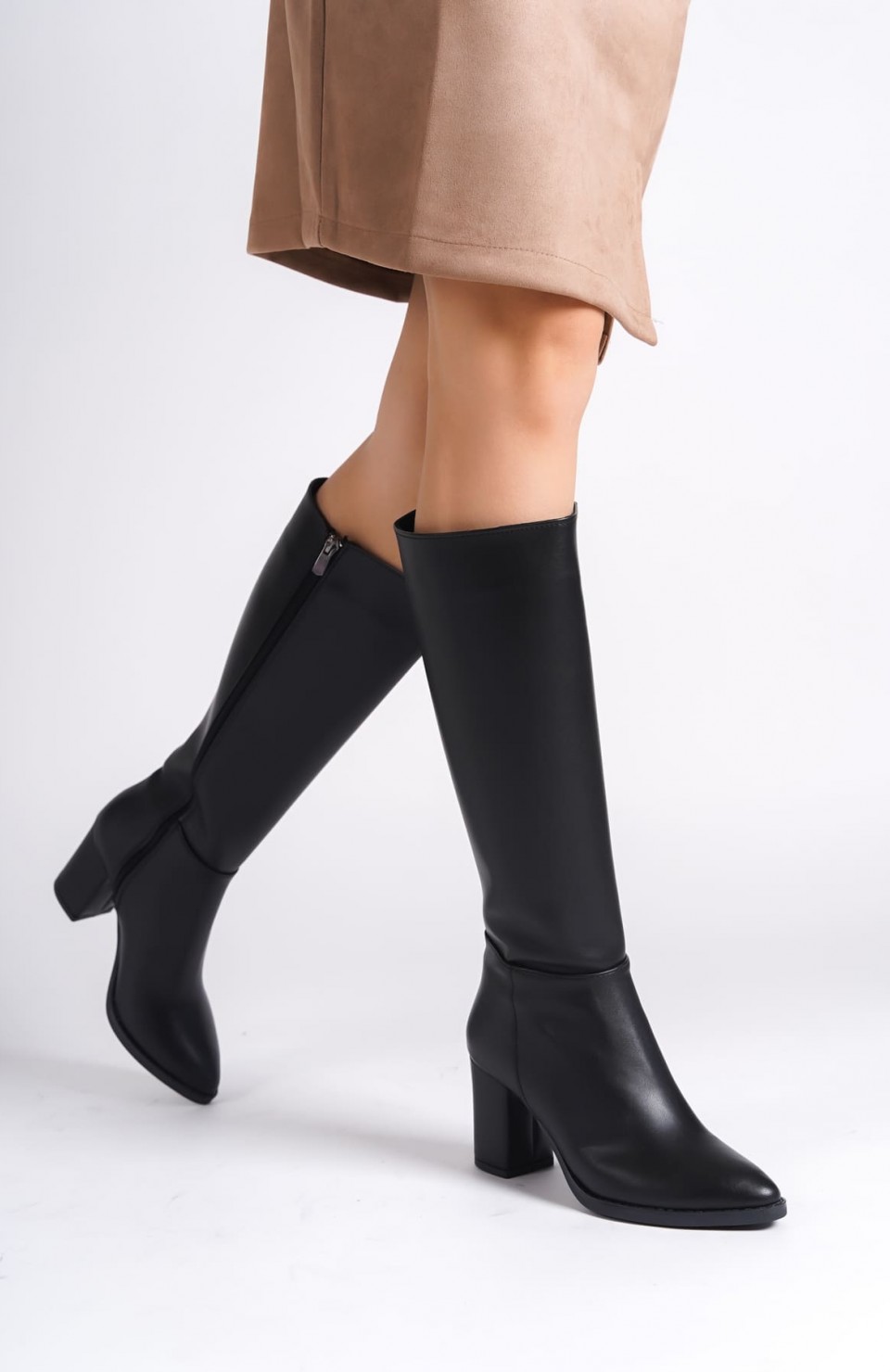 FIORELLA Bağcıksız Fermuarlı Ortopedik Taban Kadın Çizme CST - Siyah Somersan Giyim | Kadın, Erkek ve Çocuk Moda