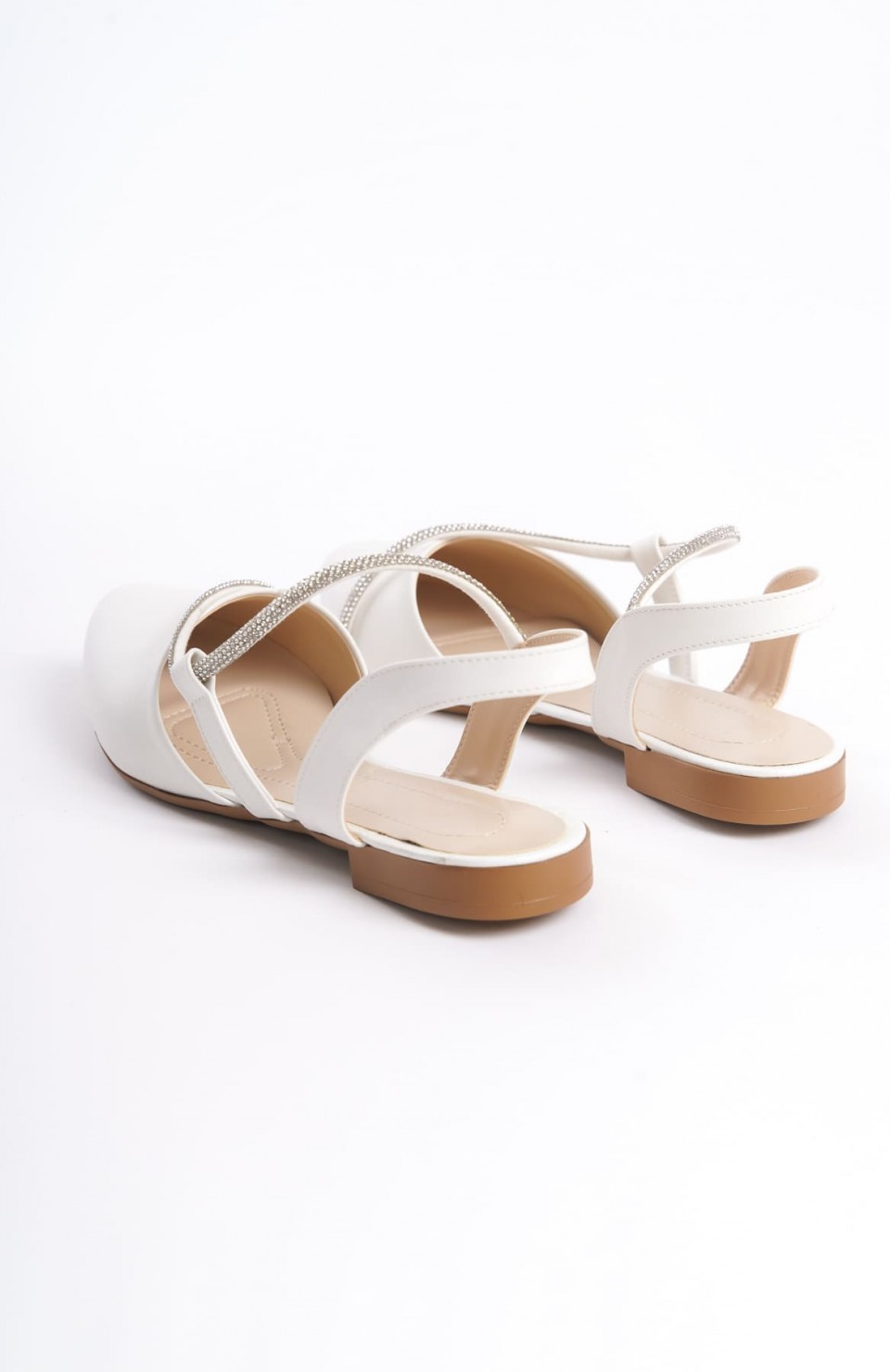 HANNAH Lastikli Ortopedik Rahat Taban Taş Detaylı Kadın Babet Ayakkabı  CKT - Beyaz Somersan Giyim | Kadın, Erkek ve Çocuk Moda