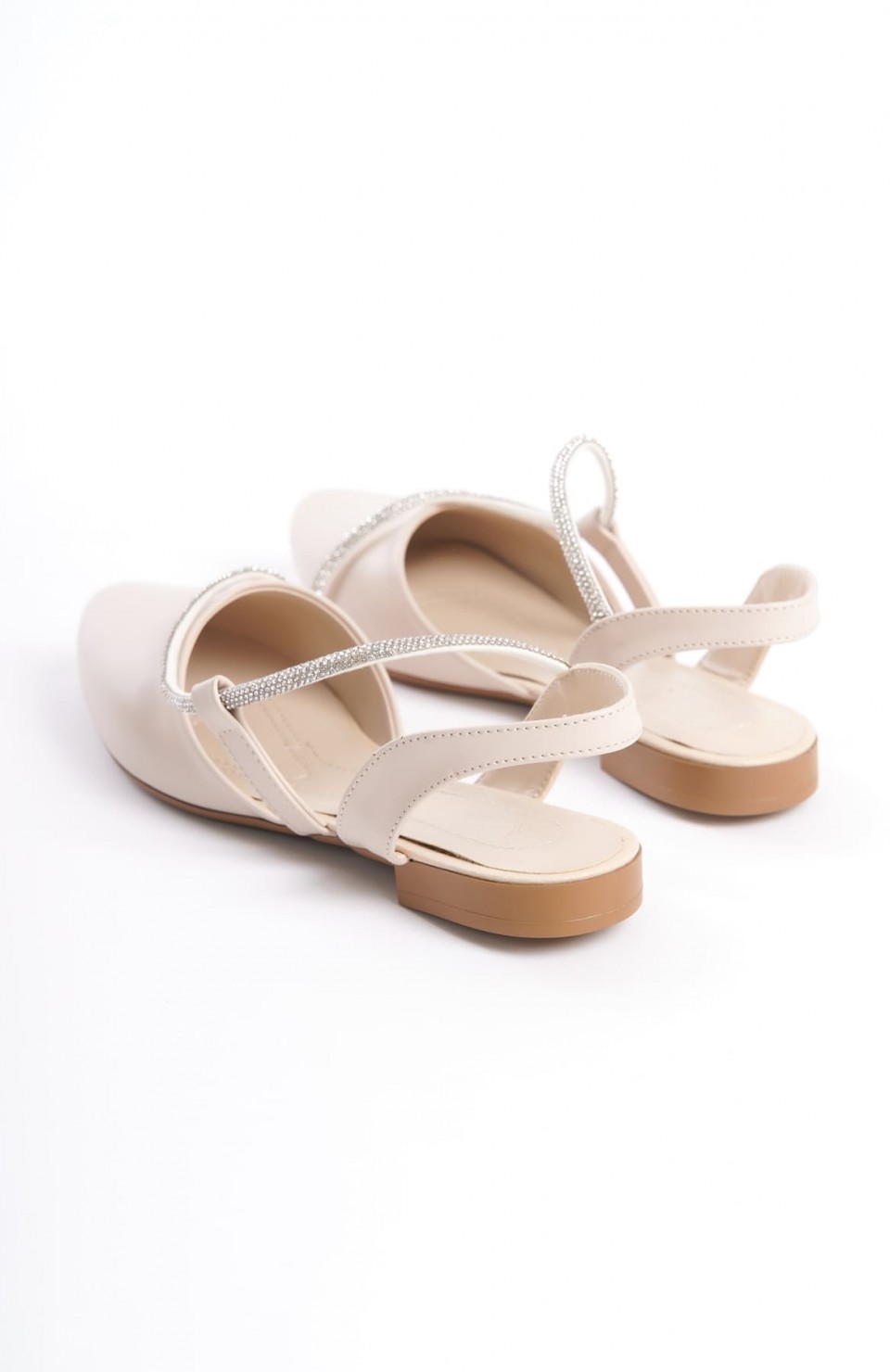 HANNAH Lastikli Ortopedik Rahat Taban Taş Detaylı Kadın Babet Ayakkabı  CKT - Krem Somersan Giyim | Kadın, Erkek ve Çocuk Moda