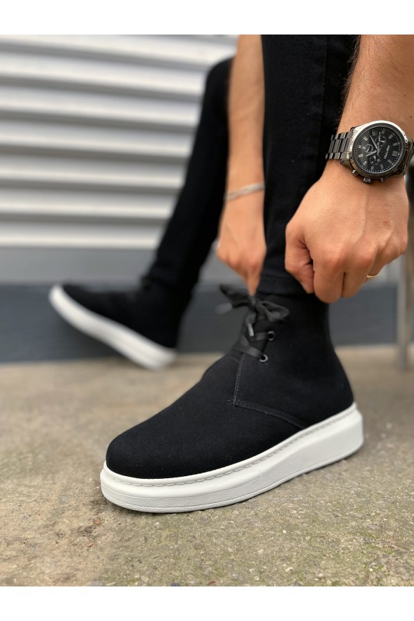JY207 Oslo Bağcıklı Ortopedik Taban Süet Erkek Spor Bot SBT - Siyah