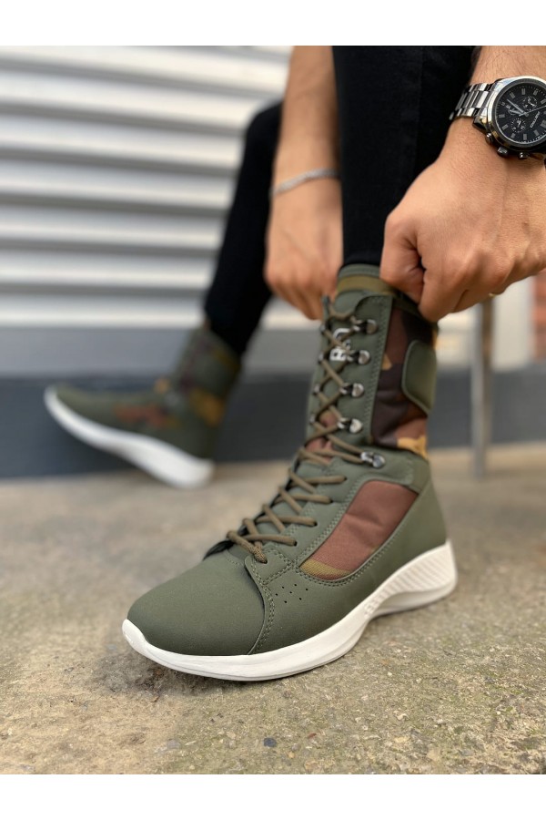 JY799 Verton Bağcıklı Ortopedik Taban Günlük Cilt Erkek Askeri Postal Bot CBT Haki