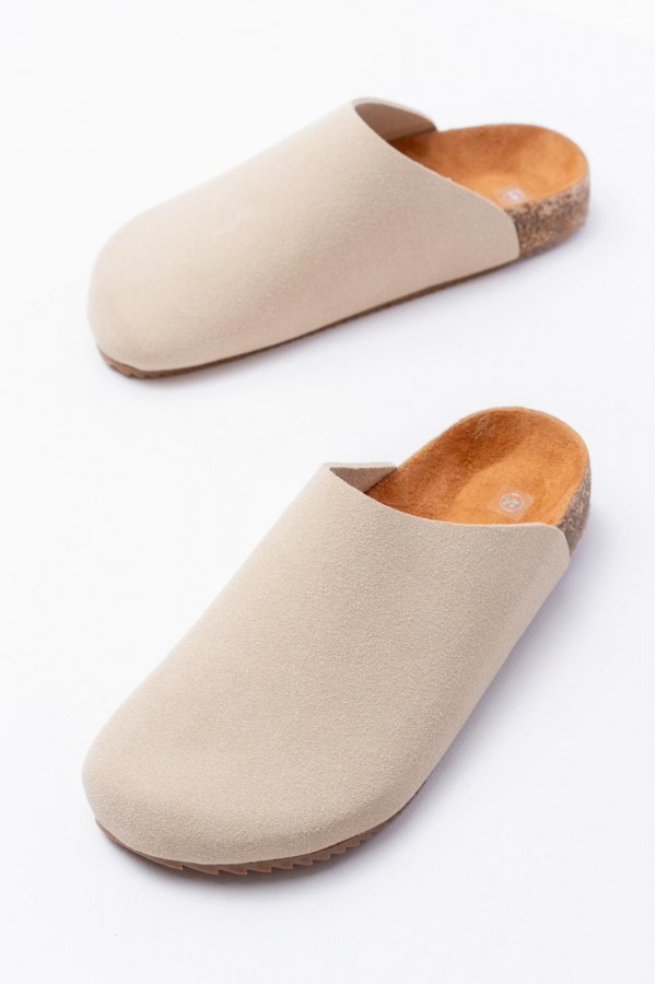 JY0556 Ravn Bağcıksız Hakiki Süet Deri Erkek Günlük Mantar Taban Loafer Klasik Ayakkabı HDMT - Krem