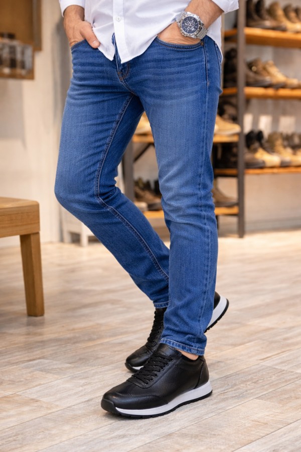 JY2402 Berts Bağcıklı Hakiki Deri Erkek Günlük Klasik Ayakkabı DBT - Siyah