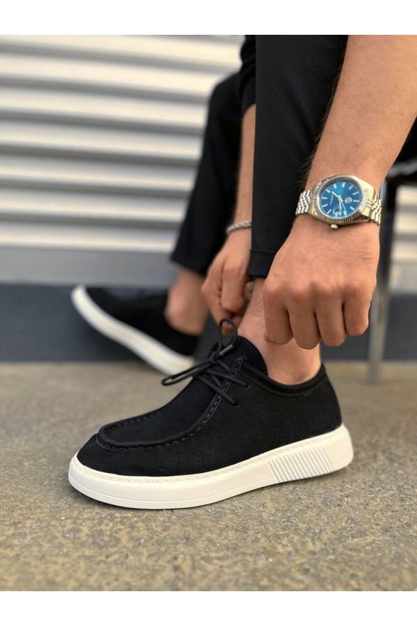 JY170 Tornado Bağcıklı Süet Erkek Günlük Spor Klasik Ayakkabı SBT - Siyah