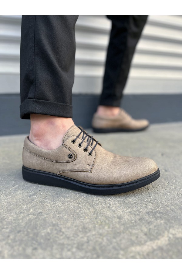 JY0610 Clasico Bağcıklı Cilt Erkek Günlük Klasik Ayakkabı CST - Gri