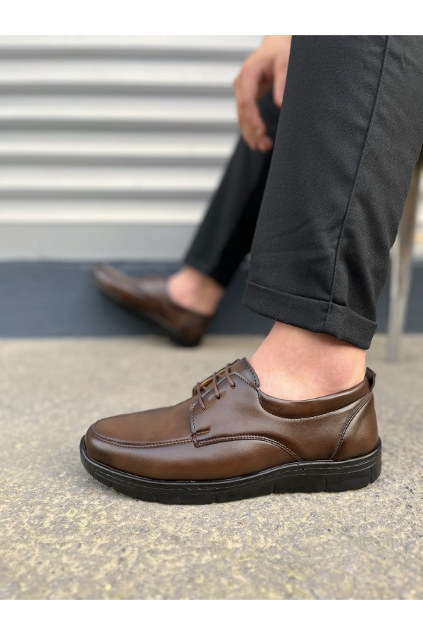 JY0510 Clasica Bağcıklı Cilt Erkek Günlük Klasik Ayakkabı CST - Kahverengi