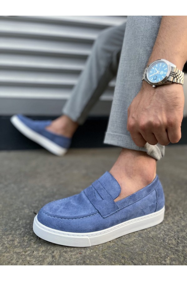 JY180 Estilo X Bağcıksız Süet Erkek Günlük Spor Klasik Ayakkabı SBT - Mavi