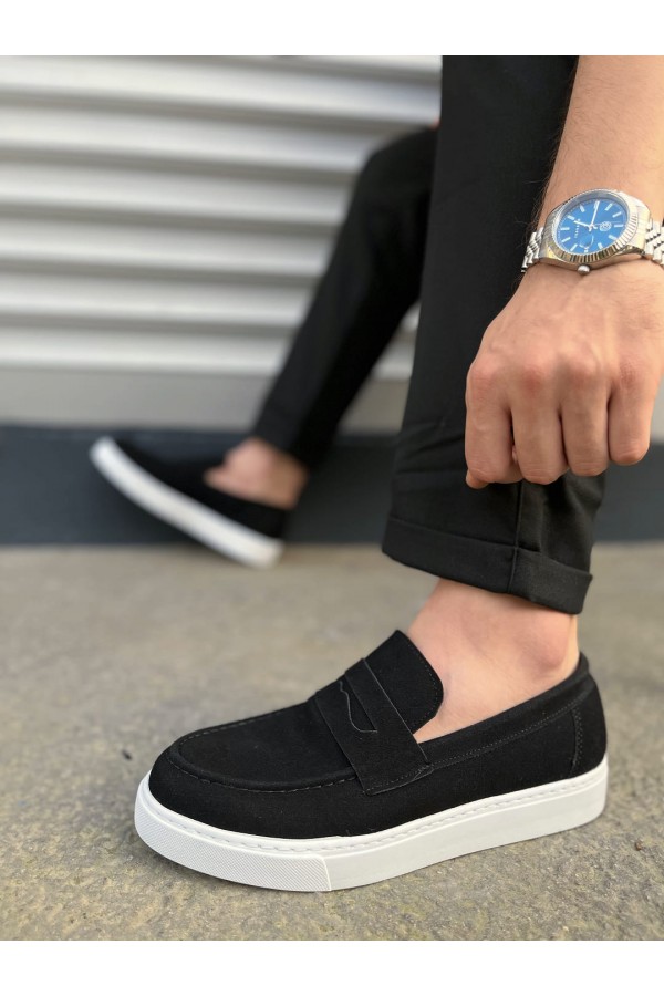 JY180 Estilo X Bağcıksız Süet Erkek Günlük Spor Klasik Ayakkabı SBT - Siyah