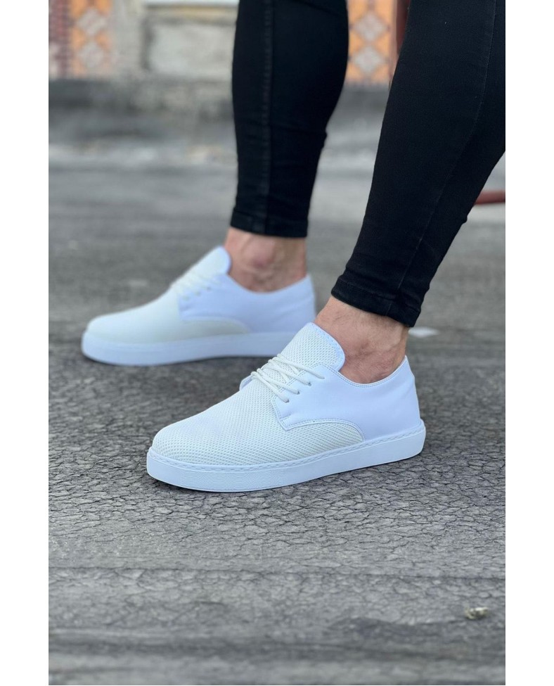 JY016 Horizon Erkek Günlük Bağcıklı Triko Cilt Klasik Ayakkabı TCBT - Beyaz