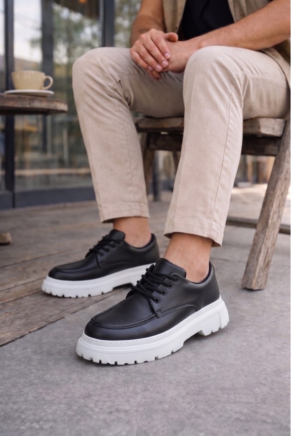 JY06 Solven Bağcıklı Cilt Erkek Günlük Spor Klasik Ayakkabı CBT - Siyah