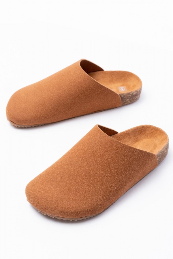 JY0556 Ravn Bağcıksız Hakiki Süet Deri Erkek Günlük Mantar Taban Loafer Klasik Ayakkabı HDMT - Taba