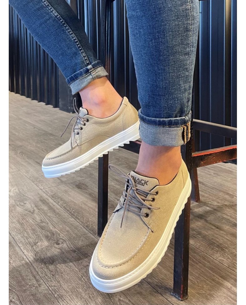 JY-T12 Velaro Bağcıklı Süet Erkek Günlük Spor Klasik Ayakkabı SBT - Krem