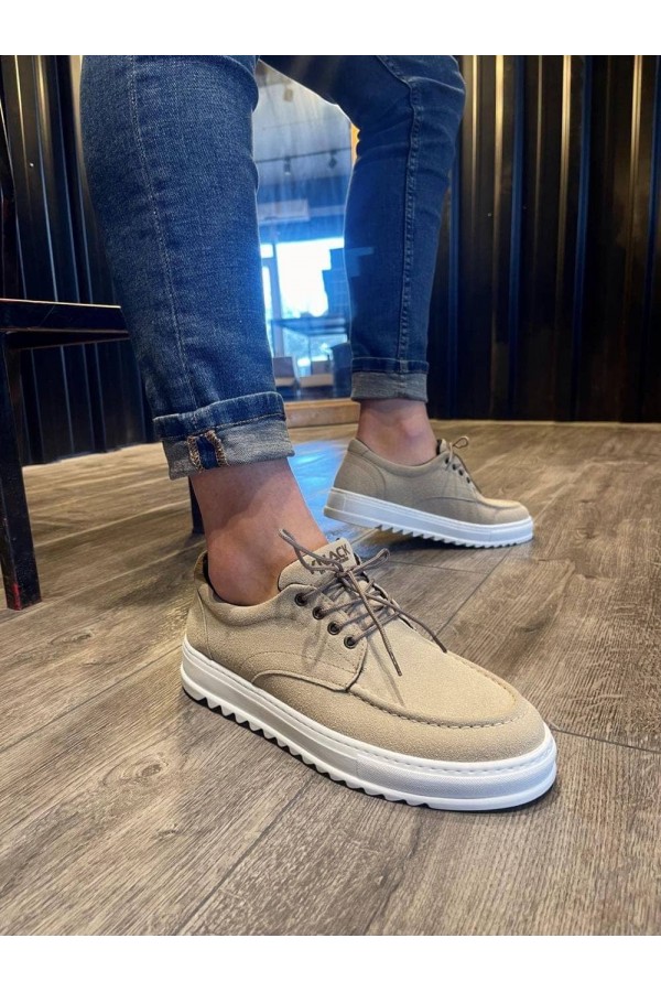 JY-T12 Velaro Bağcıklı Süet Erkek Günlük Spor Klasik Ayakkabı SBT - Krem