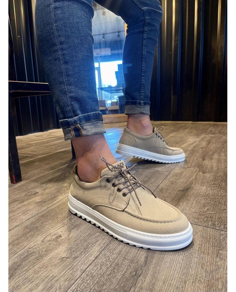 JY-T12 Velaro Bağcıklı Süet Erkek Günlük Spor Klasik Ayakkabı SBT - Krem