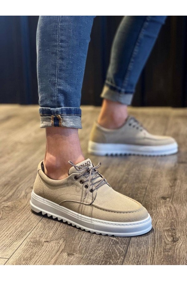 JY-T12 Velaro Bağcıklı Süet Erkek Günlük Spor Klasik Ayakkabı SBT - Krem