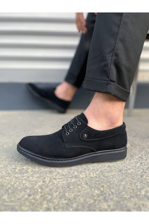 JY0610 Clasico Bağcıklı Süet Erkek Günlük Klasik Ayakkabı SST - Siyah