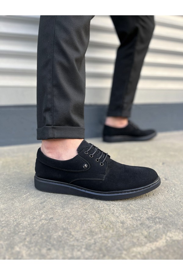 JY0610 Clasico Bağcıklı Süet Erkek Günlük Klasik Ayakkabı SST - Siyah