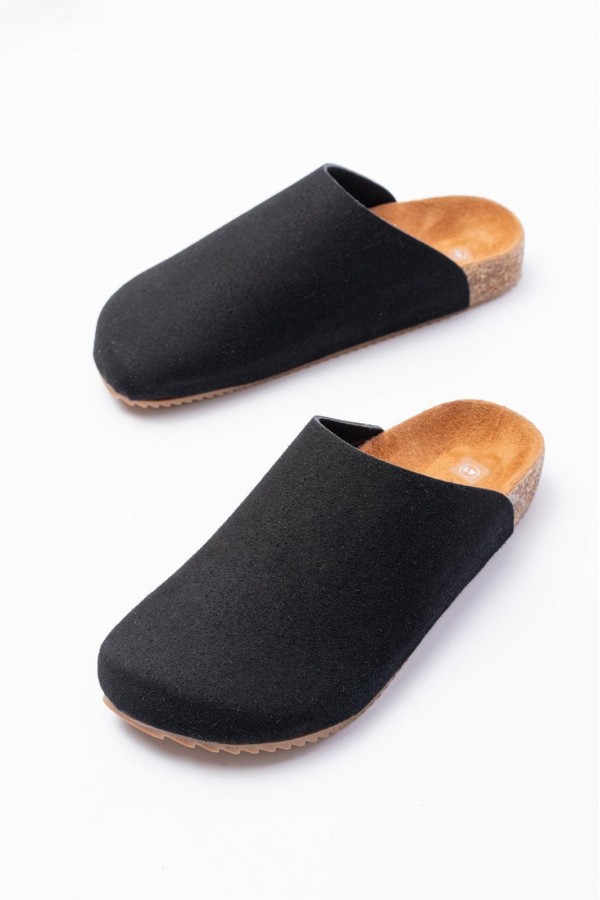 JY0556 Ravn Bağcıksız Hakiki Süet Deri Erkek Günlük Mantar Taban Loafer Klasik Ayakkabı HDMT - Siyah