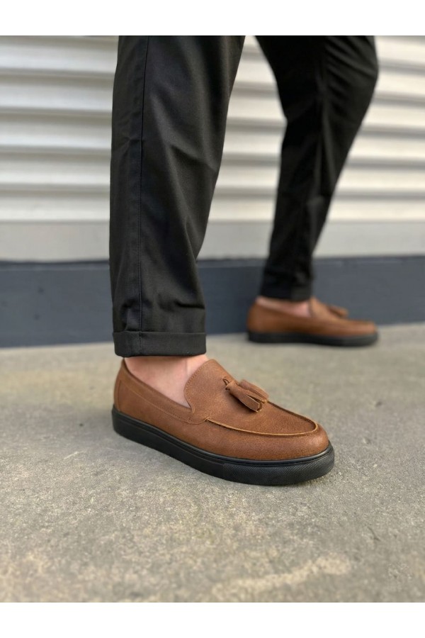 JY153 Bloom Bağcıksız Püsküllü Cilt Erkek Günlük Spor Klasik Ayakkabı CST - Taba