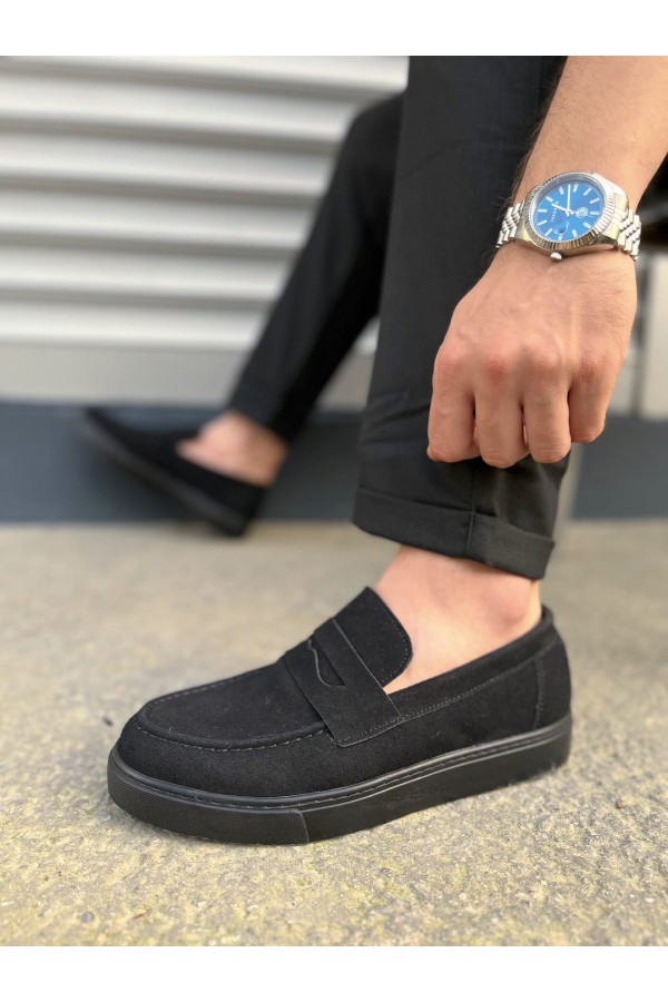 JY180 Estilo X Bağcıksız Süet Erkek Günlük Spor Klasik Ayakkabı SST - Siyah