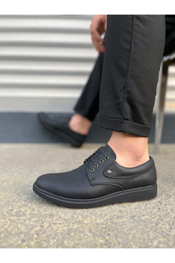 JY0610 Clasico Bağcıklı Cilt Erkek Günlük Klasik Ayakkabı CST - Mat Siyah