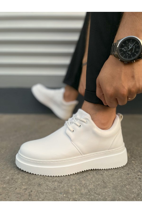 JY03 Luxor Bağcıklı Cilt Erkek Günlük Spor Klasik Ayakkabı CBT - Beyaz