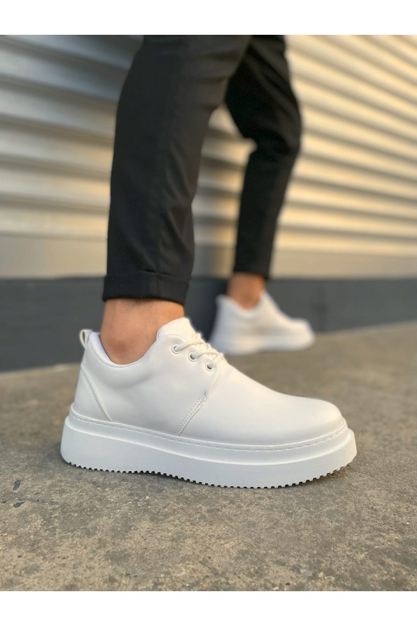 JY03 Luxor Bağcıklı Cilt Erkek Günlük Spor Klasik Ayakkabı CBT - Beyaz
